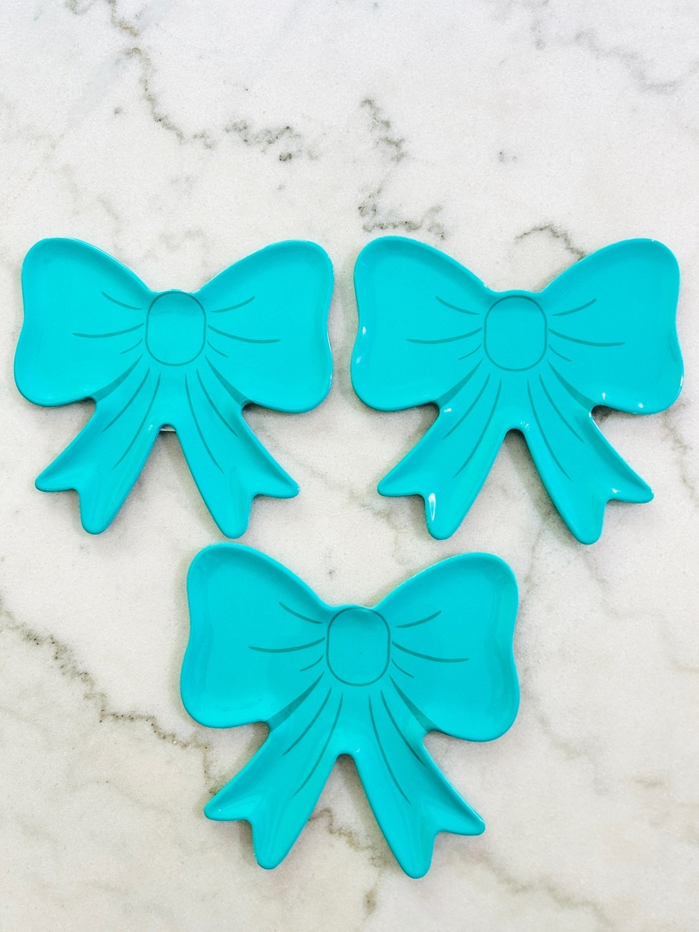3 Bow Plates The Spring Shop Teal Green Bow Plate- Party Bow Tray -Bow Dishes